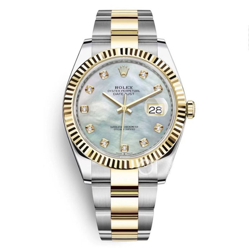 ロレックス 腕時計 コピー デイトジャスト 41MM ホワイト ダイヤモンドベゼル 18K ron85199