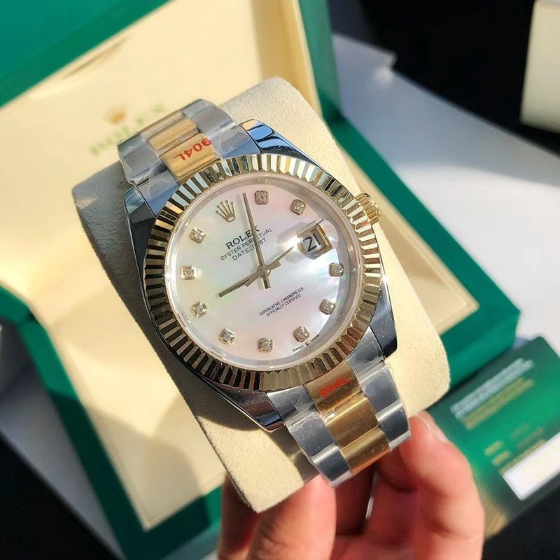ロレックス 腕時計 コピー デイトジャスト 41MM ホワイト ダイヤモンドベゼル 18K ron85199