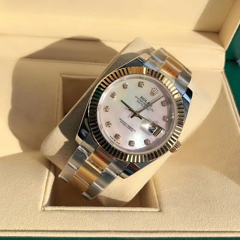 ロレックス 腕時計 コピー デイトジャスト 41MM ホワイト ダイヤモンドベゼル 18K ron85199
