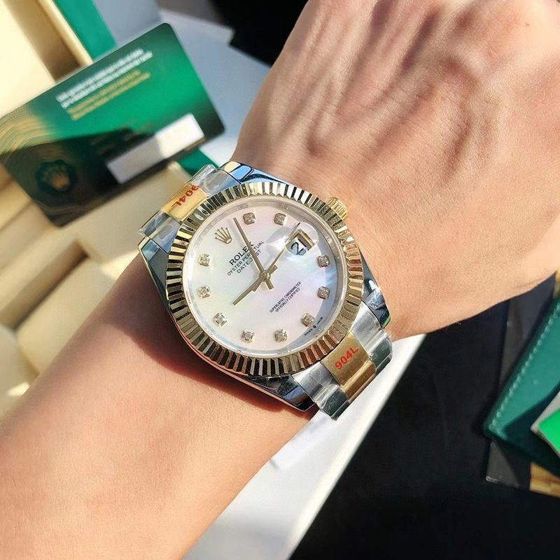 ロレックス 腕時計 コピー デイトジャスト 41MM ホワイト ダイヤモンドベゼル 18K ron85199