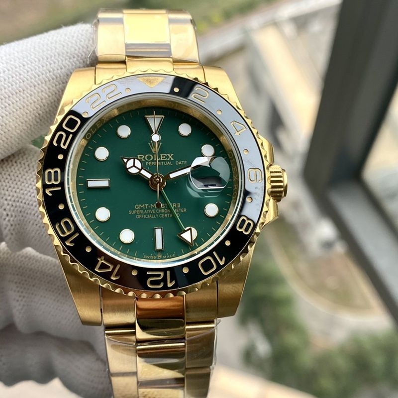 セール ♪ロレックス GMTマスター2 偽物★自動巻き 18Kイエローゴールド メンズ グリーン 116718LN2