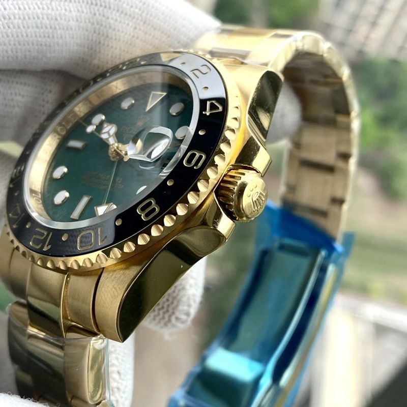 セール ♪ロレックス GMTマスター2 偽物★自動巻き 18Kイエローゴールド メンズ グリーン 116718LN2