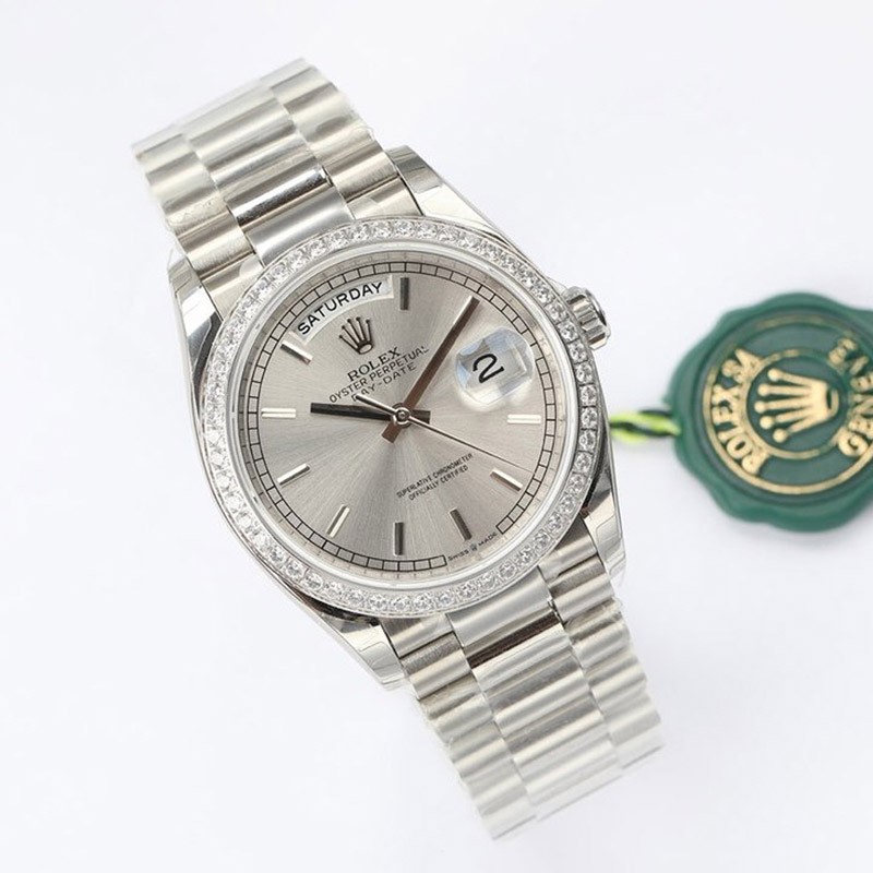 ロレックス 時計 コピー デイデイト シルバー 36mm roc74154