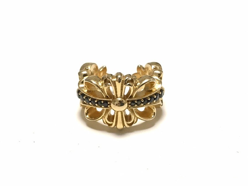 クロムハーツ フローラル 22kGold ダイアモンド ゴールド リング 偽物