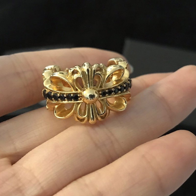 クロムハーツ フローラル 22kGold ダイアモンド ゴールド リング 偽物