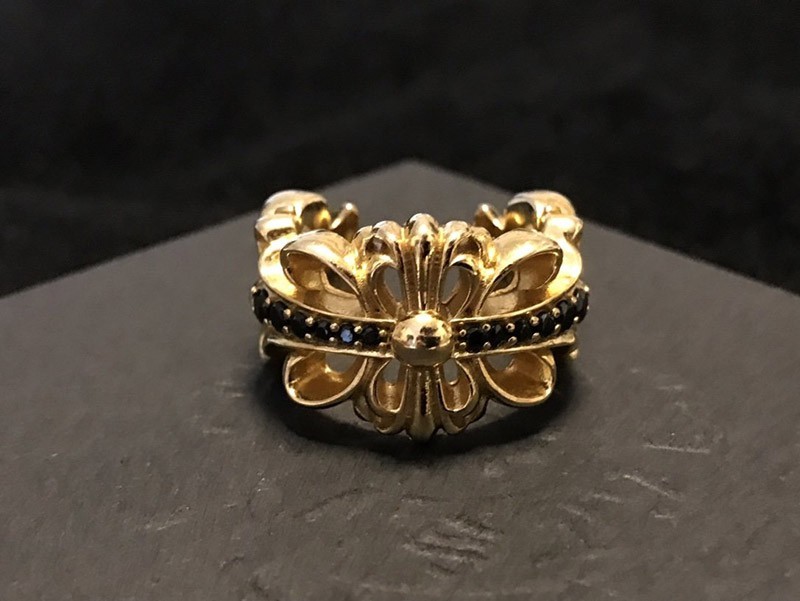 クロムハーツ フローラル 22kGold ダイアモンド ゴールド リング 偽物
