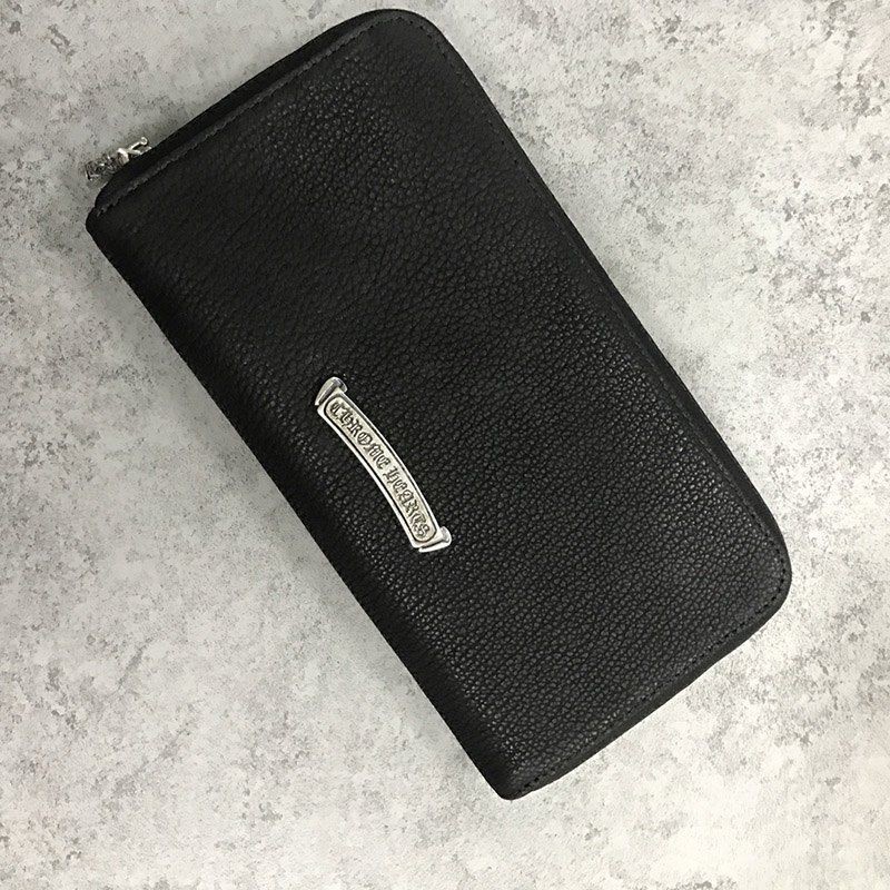 クロムハーツ REC F ZIP コピー ピラミッドスタッズ 長財布 デストロイレザー