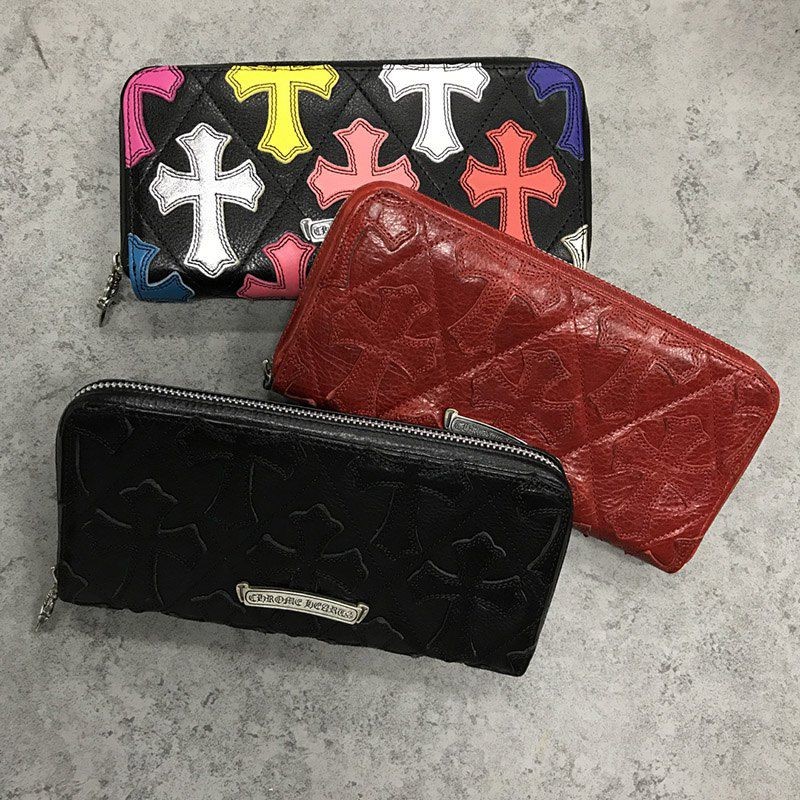 クロムハーツ REC F ZIP #2 コピー セメタリークロスパッチ 長財布 ヘビーレザー