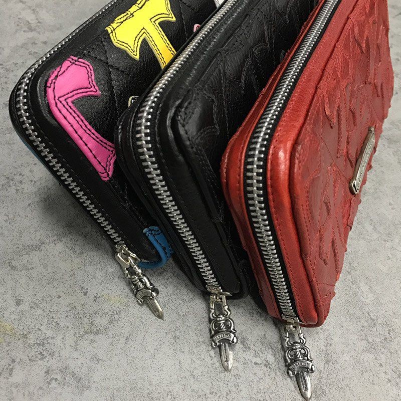 クロムハーツ REC F ZIP #2 コピー セメタリークロスパッチ 長財布 ヘビーレザー