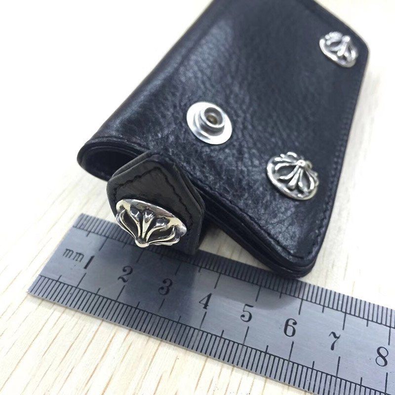 稀少 十クロムハーツ十【クロスボールボタン 偽物】◆レザーキーケース・BLK Kur85182