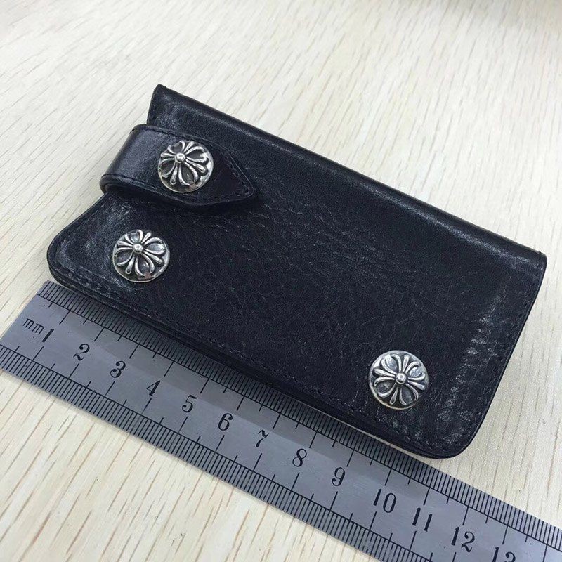 稀少 十クロムハーツ十【クロスボールボタン 偽物】◆レザーキーケース・BLK Kur85182