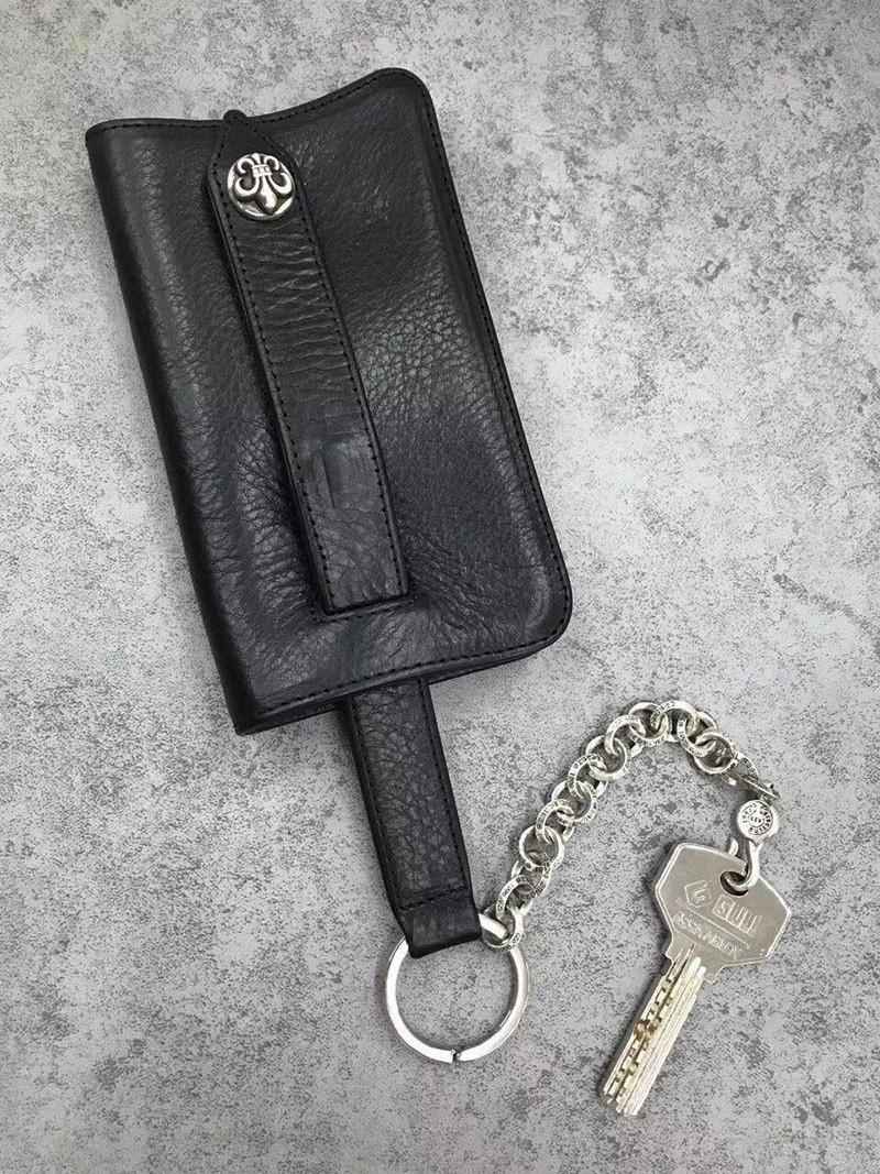 稀少 十クロムハーツ十【クロスボールボタン 偽物】◆レザーキーケース・BLK Kur85182