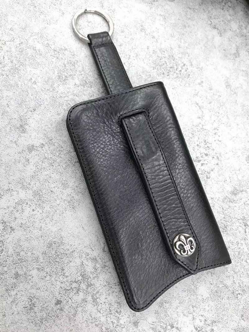 稀少 十クロムハーツ十【クロスボールボタン 偽物】◆レザーキーケース・BLK Kur85182