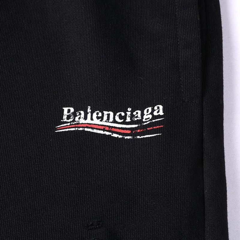 目を惹くカラーバレンシアガ 偽物 Political Campaign Sweat パンツ★カーリーフリース ブラック bav26689