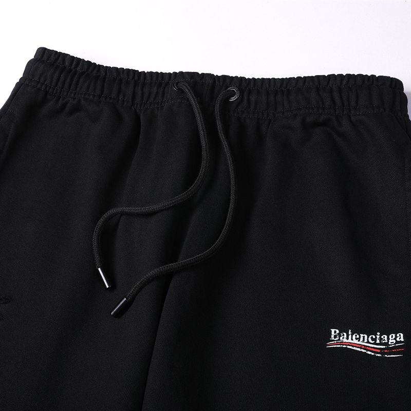 目を惹くカラーバレンシアガ 偽物 Political Campaign Sweat パンツ★カーリーフリース ブラック bav26689