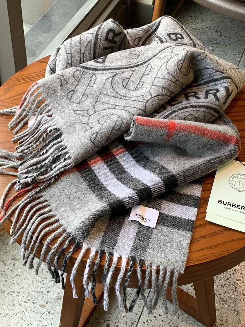 ☆超人気☆バーバリー コピー リバーシブル モノグラム ロゴジャカード カシミアスカーフ Bak76179