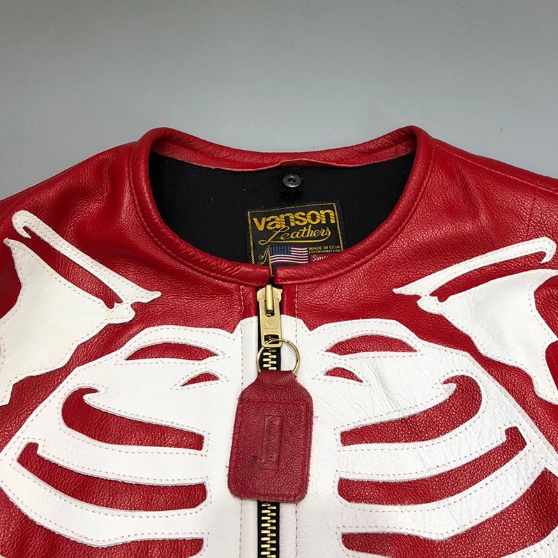 21AW新作シュプリーム 偽物 革のジャケット Vanson Leather Bones Jacket She85383