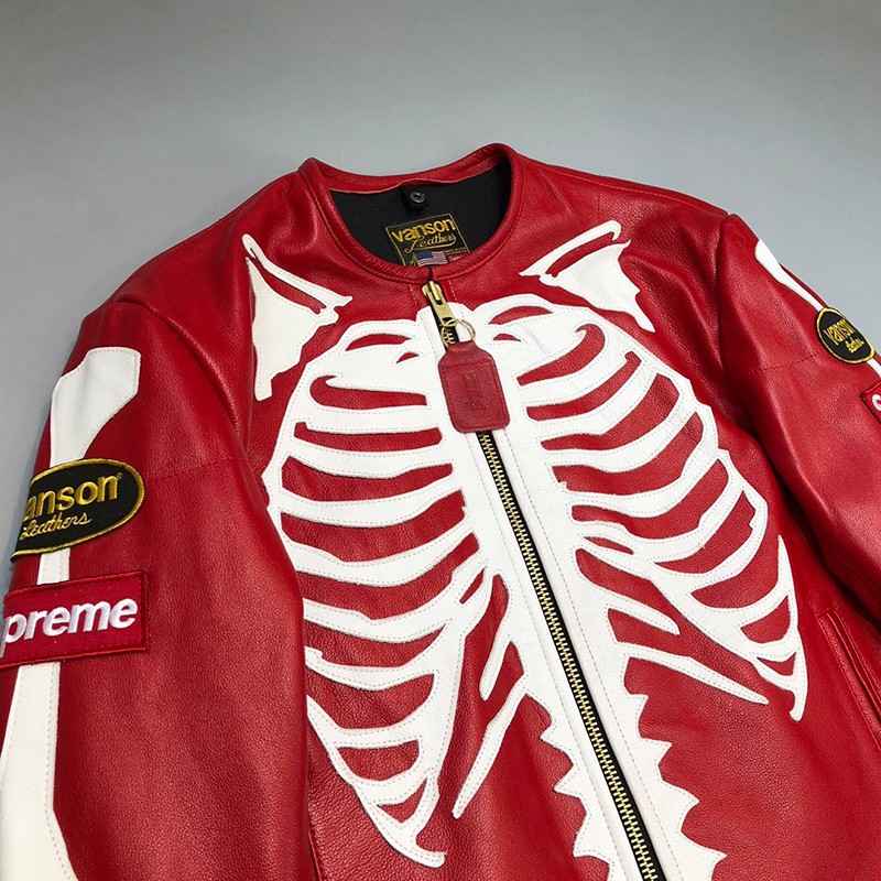 21AW新作シュプリーム 偽物 革のジャケット Vanson Leather Bones Jacket She85383