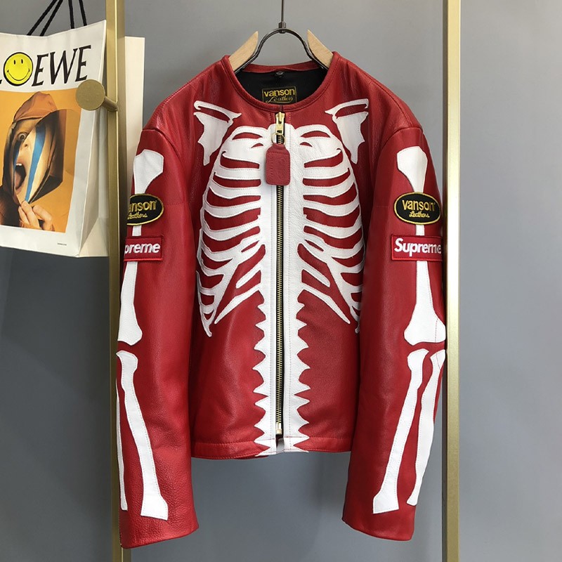 21AW新作シュプリーム 偽物 革のジャケット Vanson Leather Bones Jacket She85383
