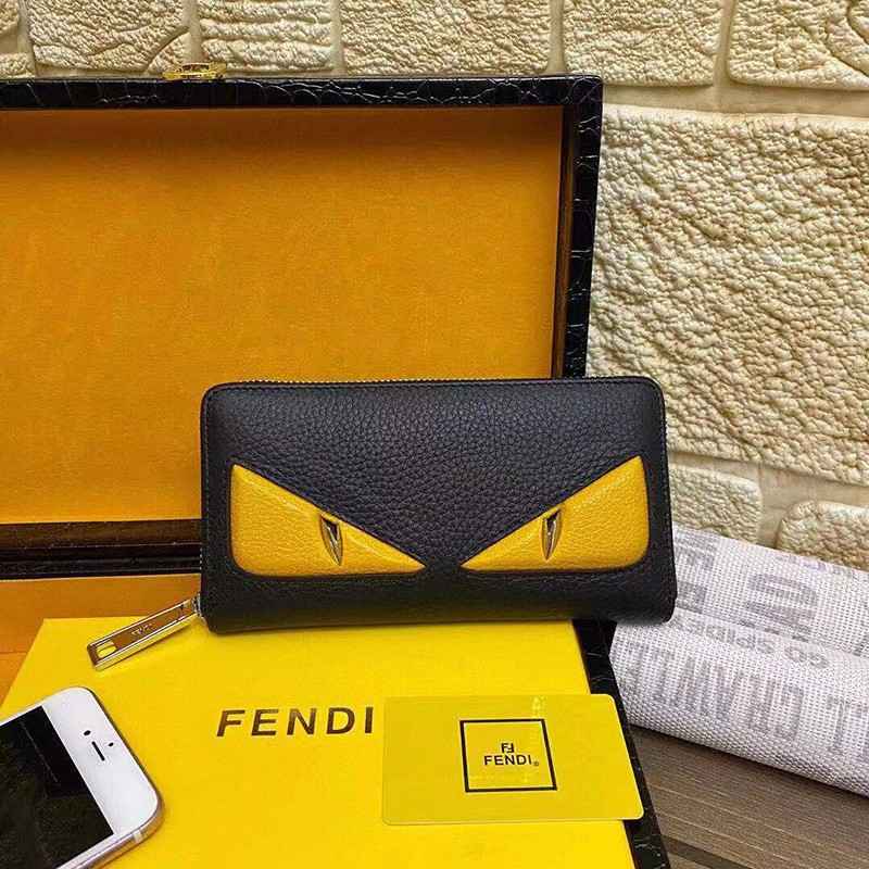 フェンディ ジップアラウンド 長財布 偽物 ブラック バッグ バグズ ジッパーウォレット カスタマイズ fel89179