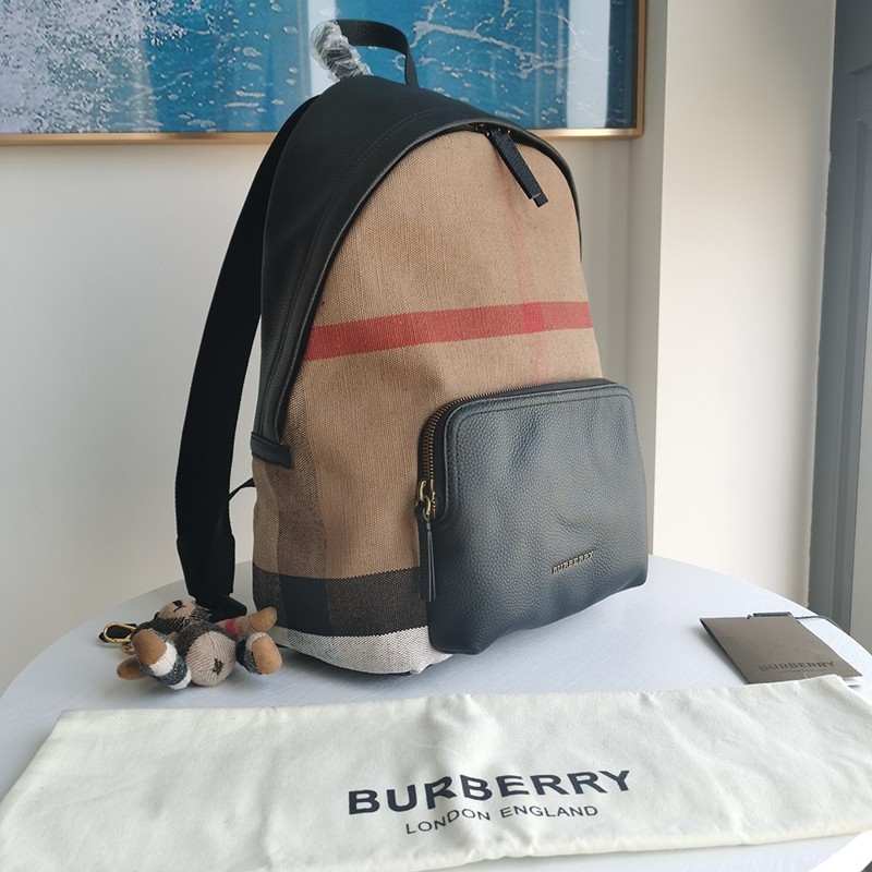 バーバリー リュック 偽物 チェック柄キャンバス麻 レザーリュック 40333971