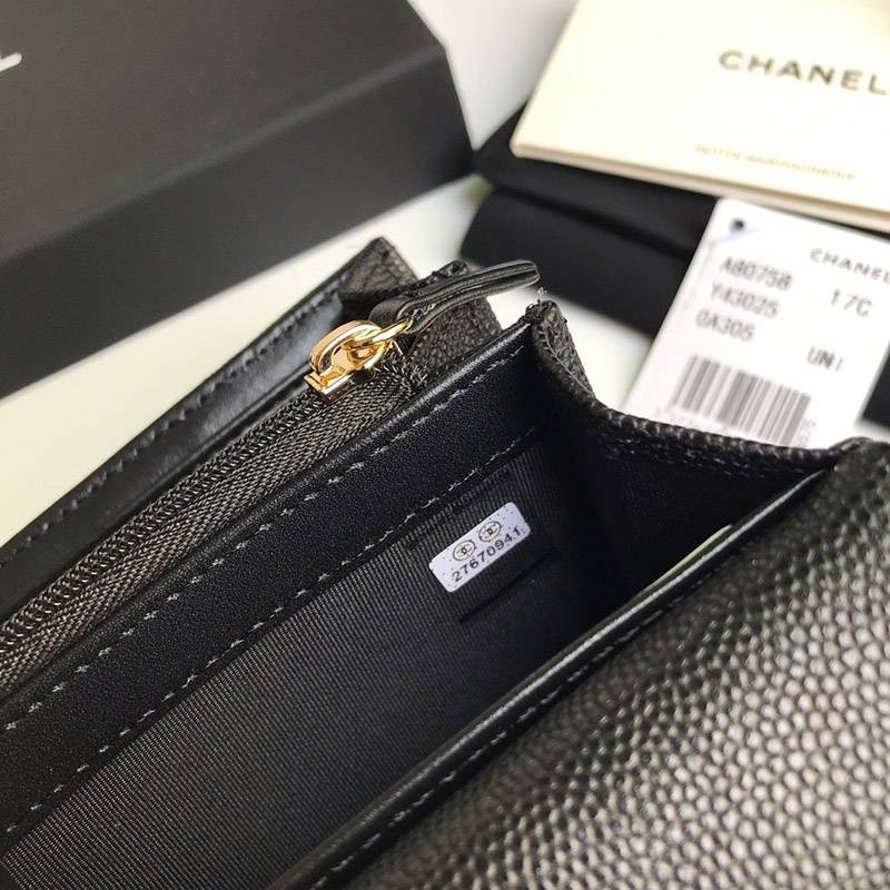 シャネル 長財布 コピー クラシック ロング フラップ ウォレット A80758 キャビアスキン ゴールド金具
