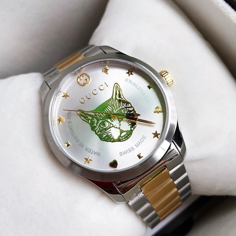 ★日本!!人気!グッチ G-タイムレス ウォッチ 偽物☆猫 38mm/27mm 腕時計 YA126596
