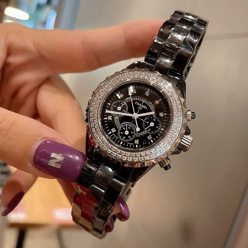 ☆超人気☆シャネル J12 クロノ コピー ブラックセラミック ダイヤモンドベゼル 41mm shf34448