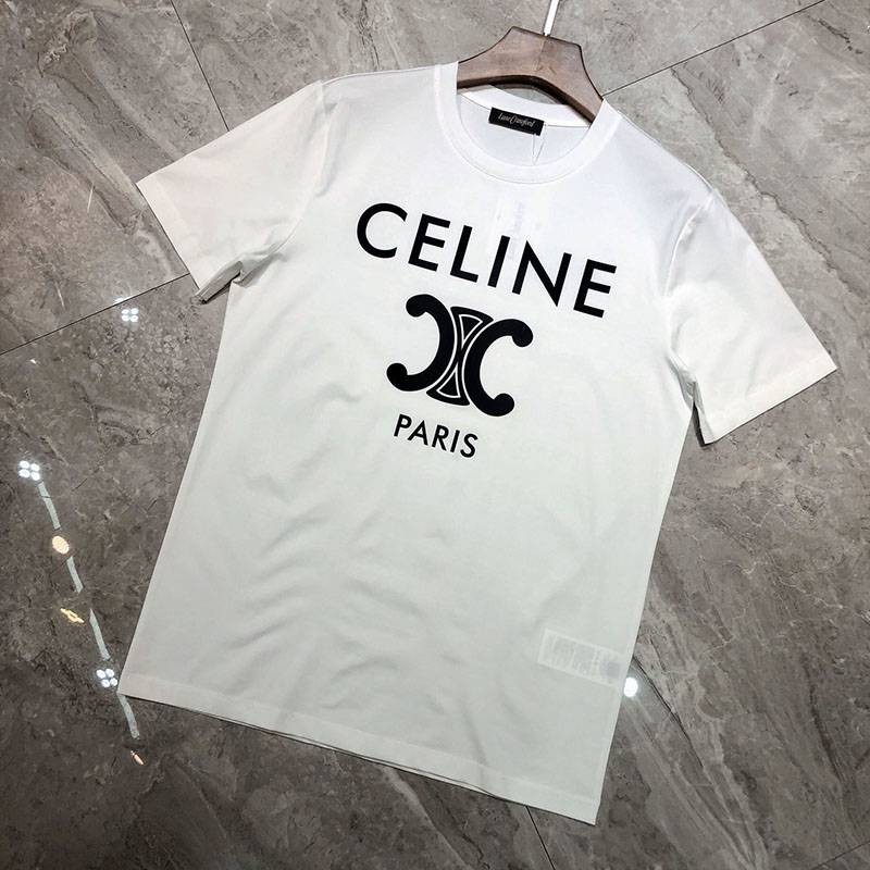 ★日本!!人気!セリーヌ パリ トリオンフ Tシャツ コピー コットン ブラック / ホワイト Cef15781