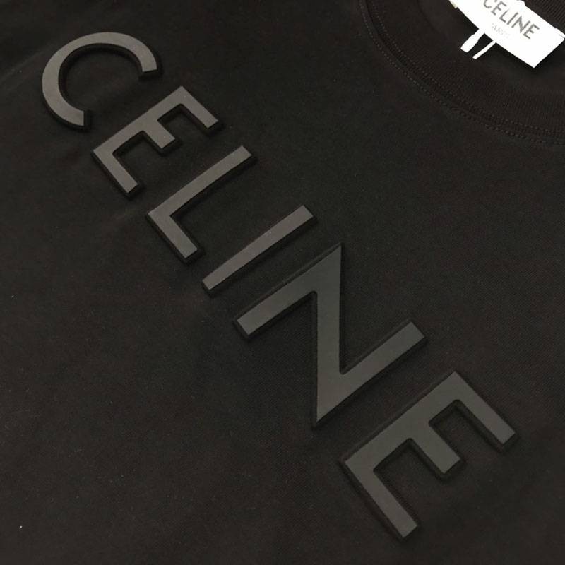 大人気!セリーヌ 偽物 ルーズ Tシャツ コットン ブラック Cer62947