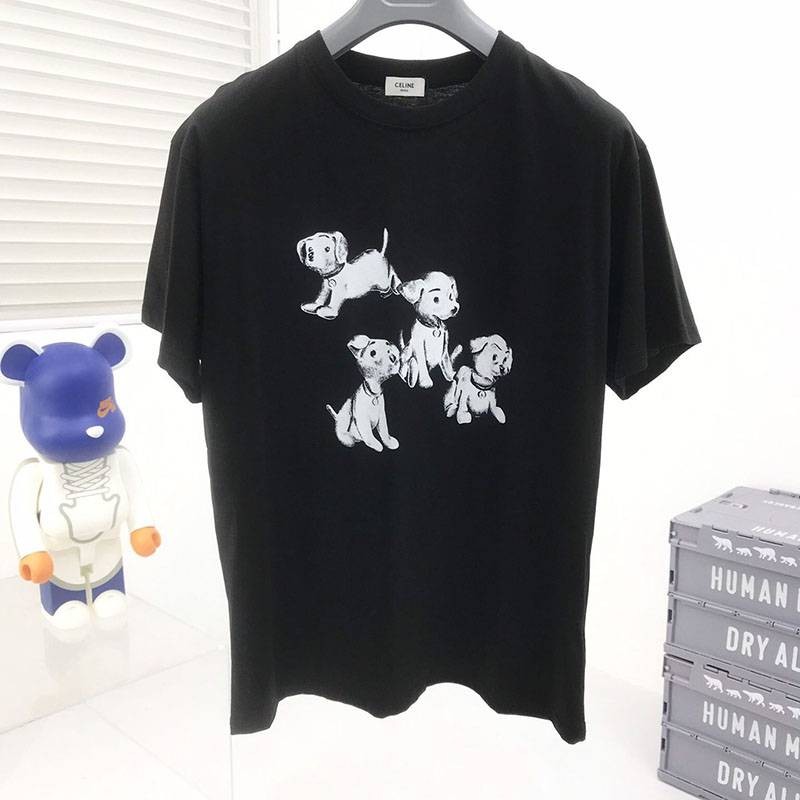 セリーヌ アーティストプリント ルーズTシャツ コピー/ コットン ブラック Cez86971