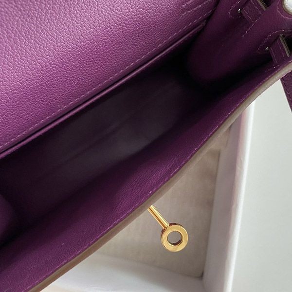大人気!エルメス ケリーダンス 偽物 22cm パープル 内縫 2色金具 eru83538