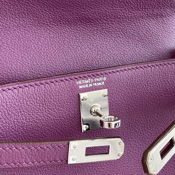 大人気!エルメス ケリーダンス 偽物 22cm パープル 内縫 2色金具 eru83538