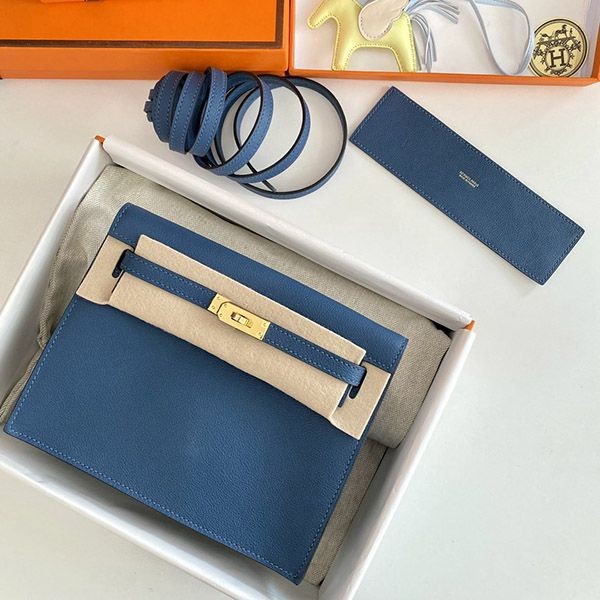 ★日本!!人気!エルメス コピー ケリーダンス 22cm ブルー 内縫 2色金具 erm15079