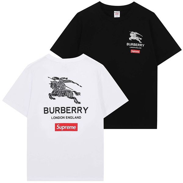 セール ♪コラボ シュプリーム × バーバリー ボックス ロゴ Tシャツ 偽物 2色 Bad48161