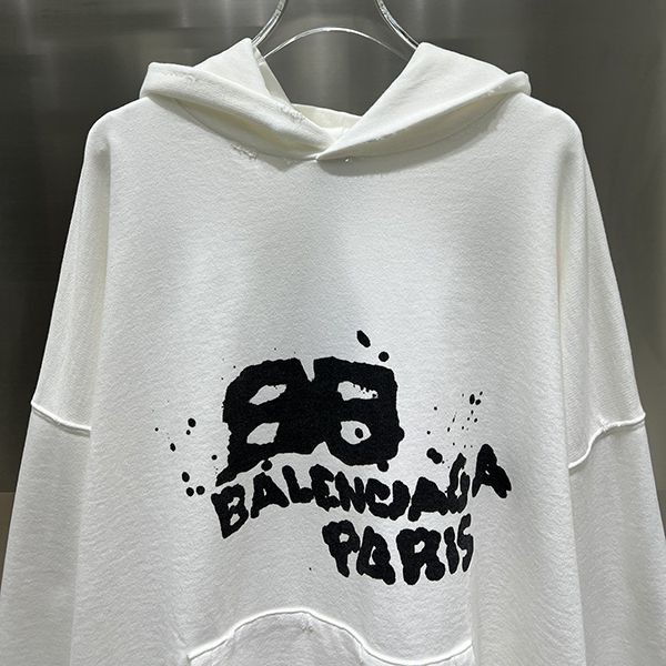 ★安心バレンシアガ 偽物 ミディアムフィット ロゴ フリースパーカー 3色 bak18164
