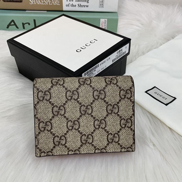 大人気!グッチ さくらんぼ 財布 コピー★かわいいチェリー GGスプリーム キャンバス カードケース(コイン&紙幣入れ付き) gus37265