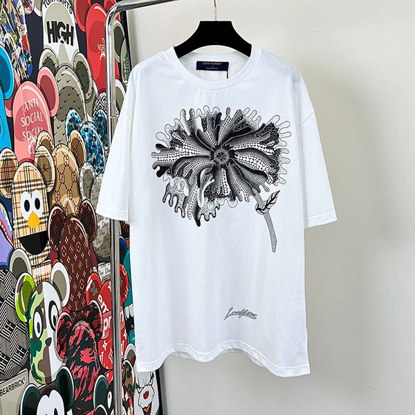 ルイヴィトン × YK 草間彌生 コラボ/フラワー Tシャツ コピー 半袖 1AB6IJ