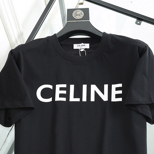 セリーヌ クラシック ロゴ クルーネック Tシャツ コットンジャージー ブラック 2X308916G