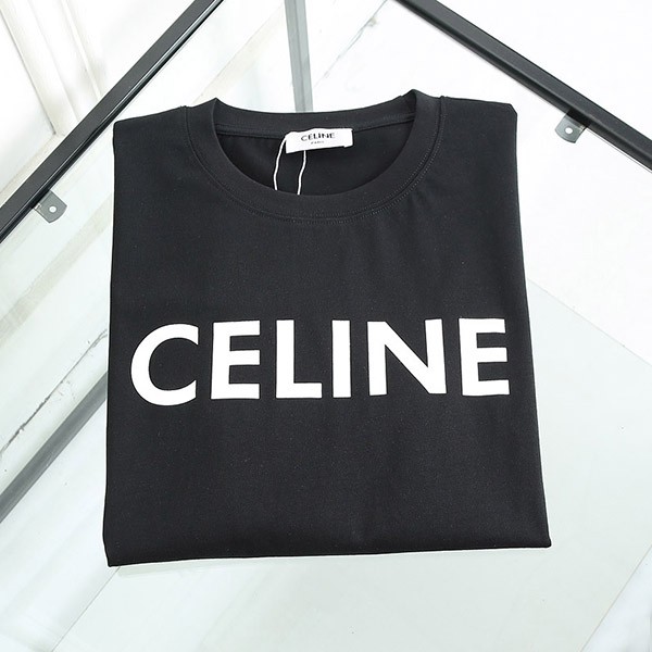 セリーヌ クラシック ロゴ クルーネック Tシャツ コットンジャージー ブラック 2X308916G