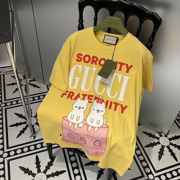 大人気!グッチ Sorority グッチFraternity プリント コピー Tシャツ gum67609