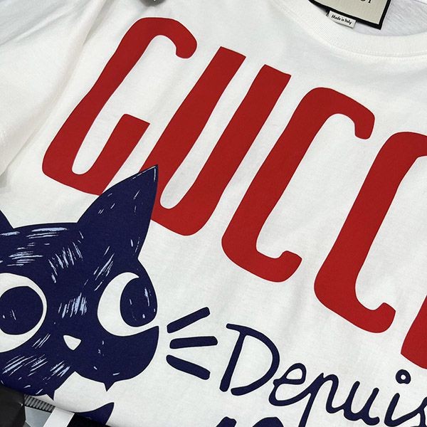 ★日本!!人気!グッチ Since 1921 キャット プリント Tシャツ guu43007
