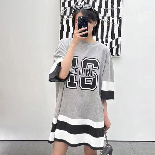 ☆超人気☆セリーヌ 16 オーバーサイズTシャツ 偽物 コットンジャージー 2X41F671Q