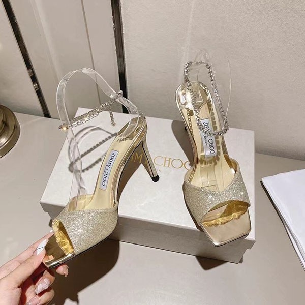 ★日本!!人気!ジミーチュウ コピー Saeda Sandal ヒール8.5㎝ サテン クリスタル jiy73464