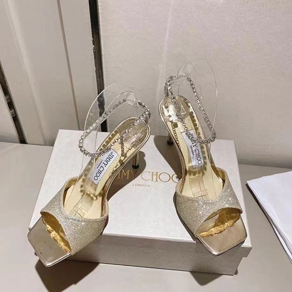 ★日本!!人気!ジミーチュウ コピー Saeda Sandal ヒール8.5㎝ サテン クリスタル jiy73464