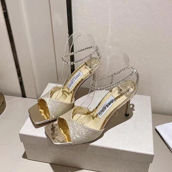 ★日本!!人気!ジミーチュウ コピー Saeda Sandal ヒール8.5㎝ サテン クリスタル jiy73464