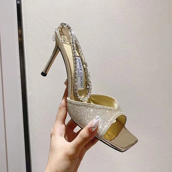 ★日本!!人気!ジミーチュウ コピー Saeda Sandal ヒール8.5㎝ サテン クリスタル jiy73464