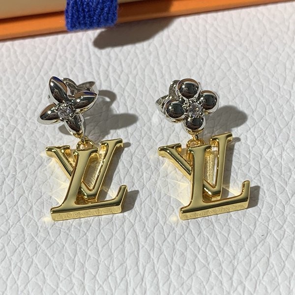 ♡ルイヴィトンコピー/LVロゴ&フラワー バイカラー ピアス M01287