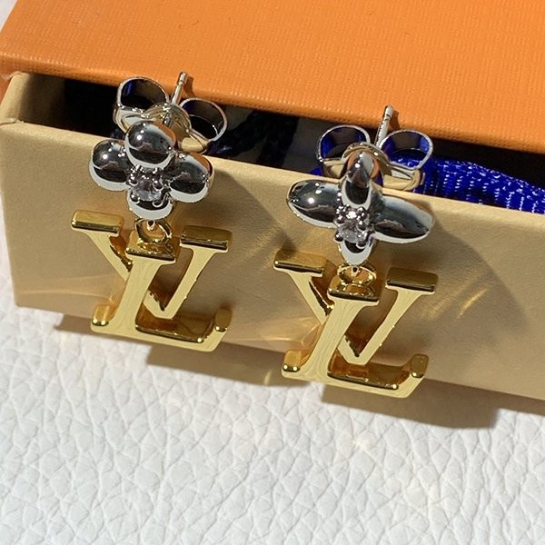 ♡ルイヴィトンコピー/LVロゴ&フラワー バイカラー ピアス M01287
