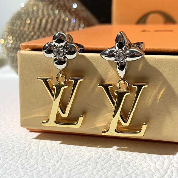 ♡ルイヴィトンコピー/LVロゴ&フラワー バイカラー ピアス M01287